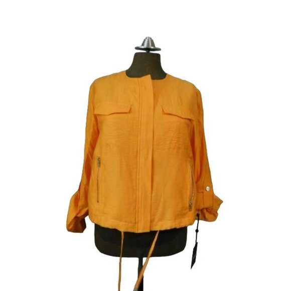 DKNY Size XS Zip Front Lined Tab Sleeve Jacket  NWT $119 - Picture 1 of 3